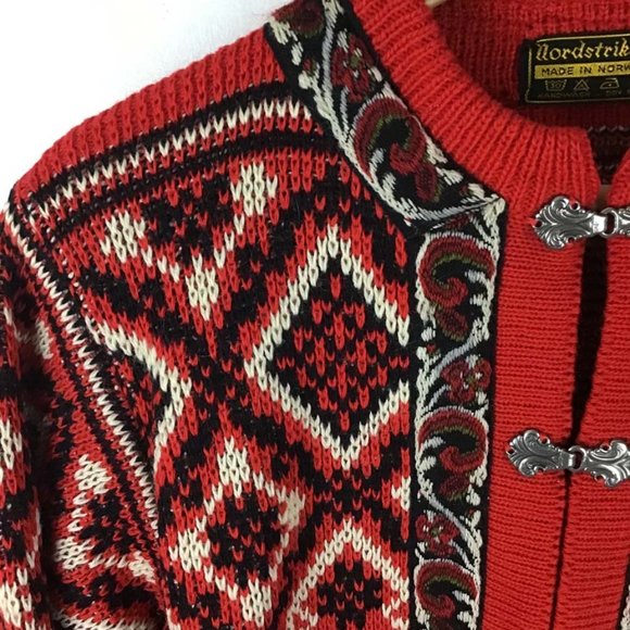 NORDSTRIKK Cardigan Wool Knitwear Fair Isle/Snowflake Pattern Sweater - Picture 10 of 16